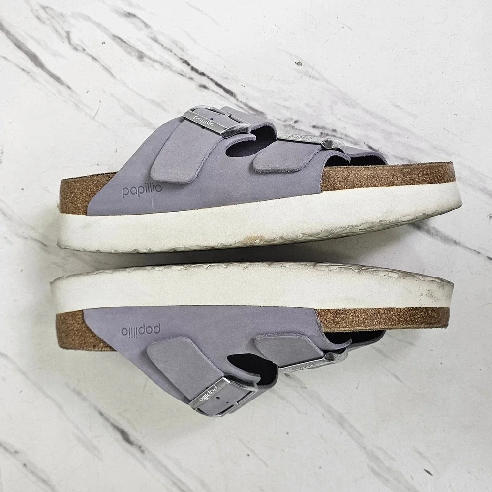 Papillio by Birkenstock Arizona Platform Sandals Lavender Purple Leather 40 L9